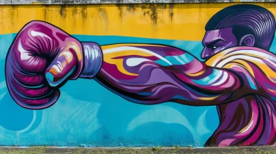 Modern MMA Fighter Street Art