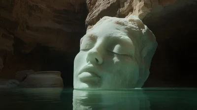 Giant Green Face in the Desert