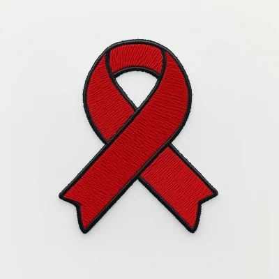 Embroidered Red Ribbon Patch