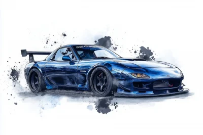 Racing Mazda RX7 Illustration