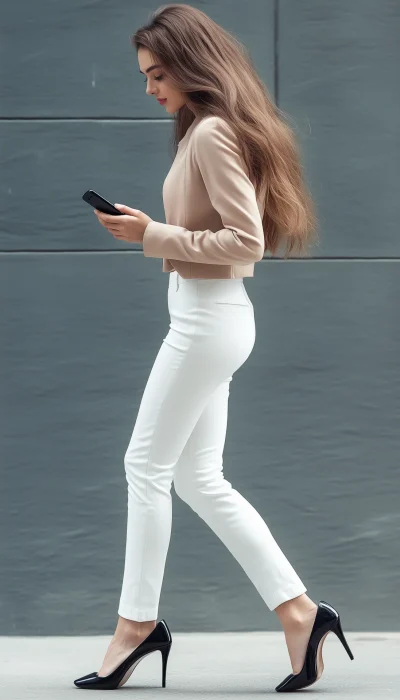 Cute Woman in White Pants