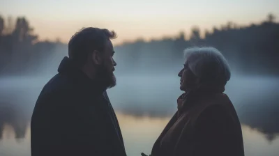 Silhouette Conversation at Lakeside