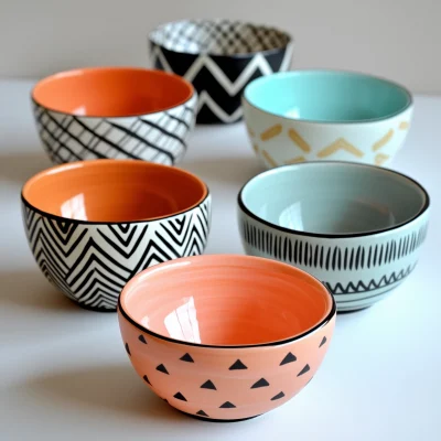 Ceramic Bowls with Geometric Patterns