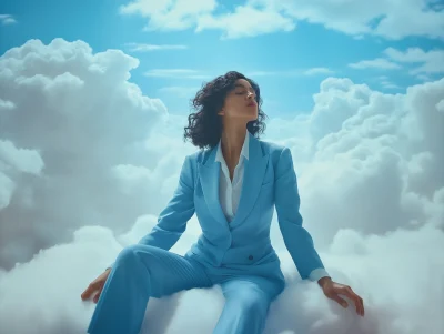 Serene Businesswoman on Clouds