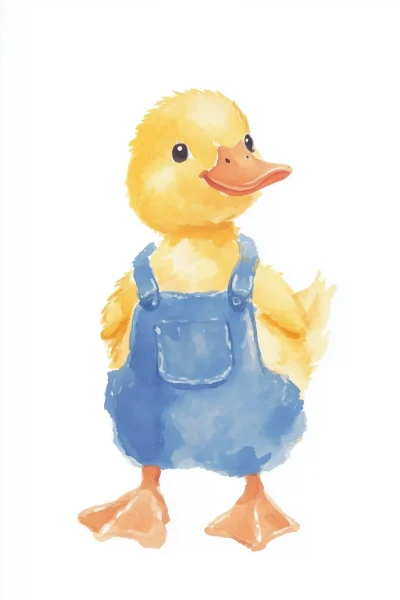 Cute Duckling in Overalls