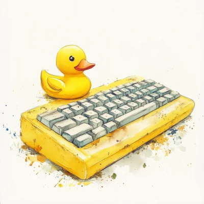 Vintage Mechanical Keyboard with Rubber Duck