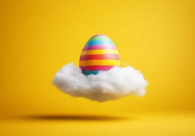 Colorful Easter Egg on Cloud