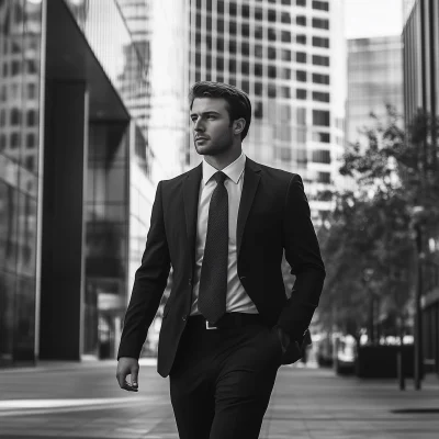 Man in Suit in Modern City