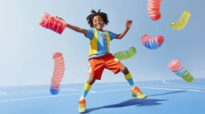 Happy Boy on Basketball Court