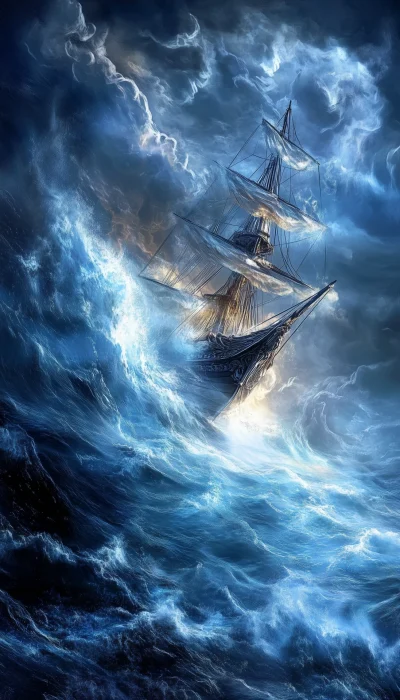 Fantasy Frigate in the Storm