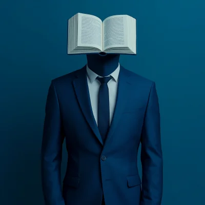 Man with Book Face