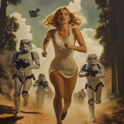 Lady Running from Storm Troopers