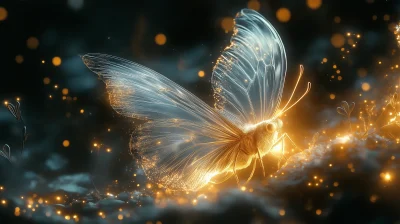 Glowing Butterfly in Flight