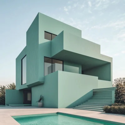 Minty Green Modern House