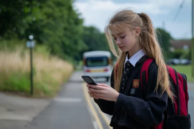 Summer Student Waiting for Bus