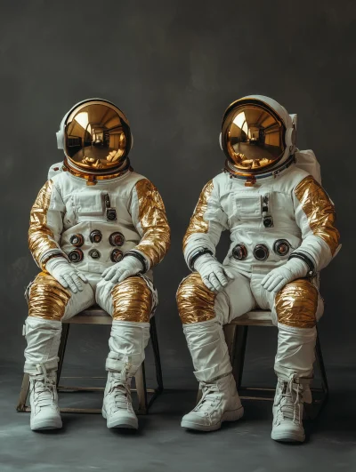 Russian Astronauts in Gold Spacesuits