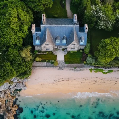 Aerial View of Victorian Beach House