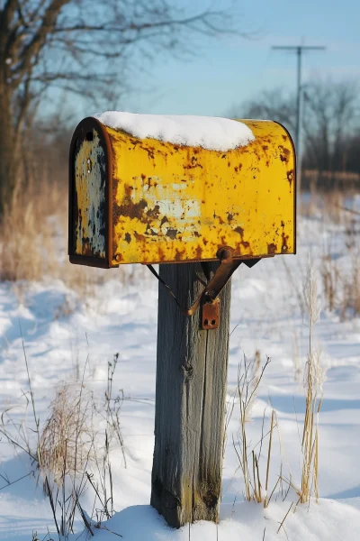 Empty Mailbox in Yellow Light