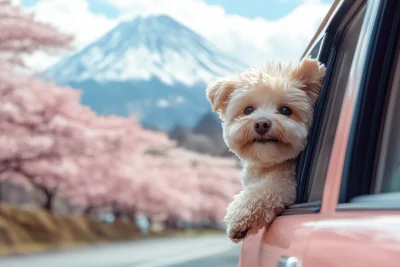 Happy Dog in Spring