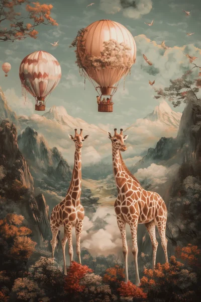 Giraffes in Hot Air Balloons