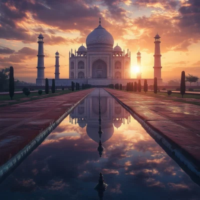 Evening Taj Mahal at Sunset