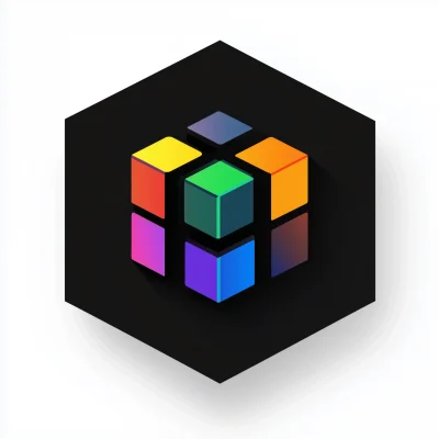 Rainbow Cube in Black Circle