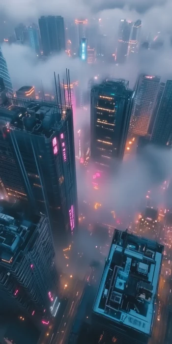 Foggy Cyberpunk Cityscape