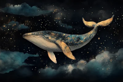 Flying Whale in the Night Sky