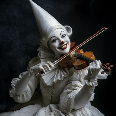 Female Clown Playing Violin