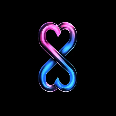 Gradient Heart Logo with Blockchain