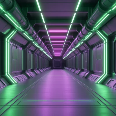 Hyperrealistic Spaceship Corridor