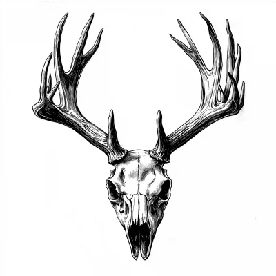 Intricate Deer Skull Illustration