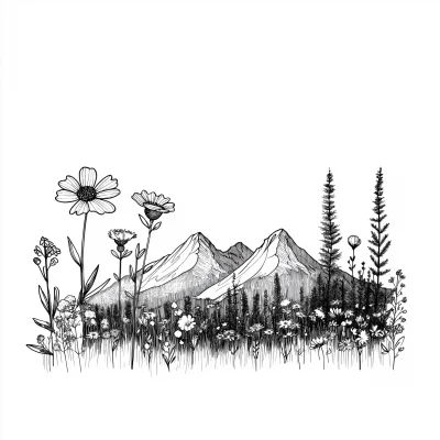 Mountain Wildflowers T-Shirt Design