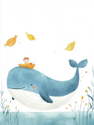 Cute Watercolor Whale