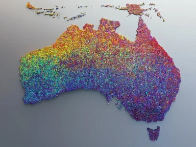 Colorful Tile Map of Australia