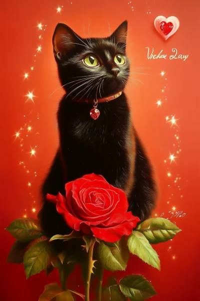 Romantic Cat in Roses