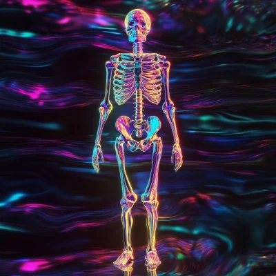 Neon Holographic Skeleton