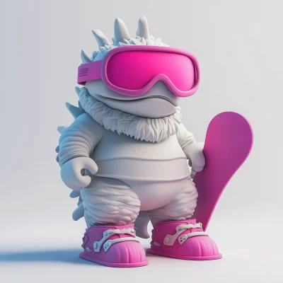 Kaiju Figurine in Snowboard Goggles