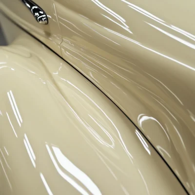 Shiny Cream Car Closeup