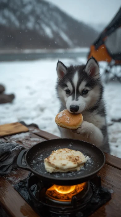 Puppy with Hamburger Bun