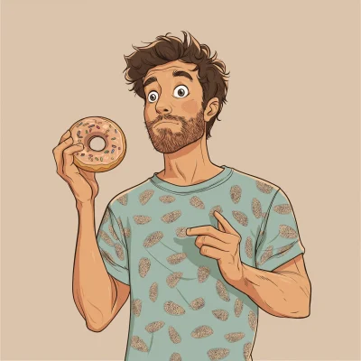 Mischievous Man with Donut