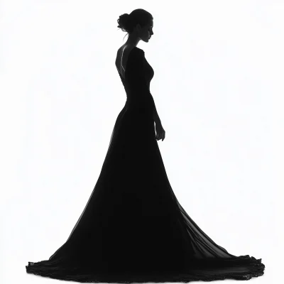 Silhouette of a Woman in Long Dress