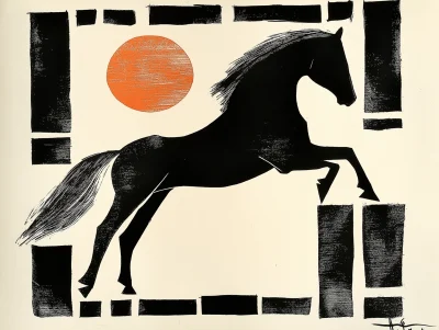 Jumping Horse Woodcut