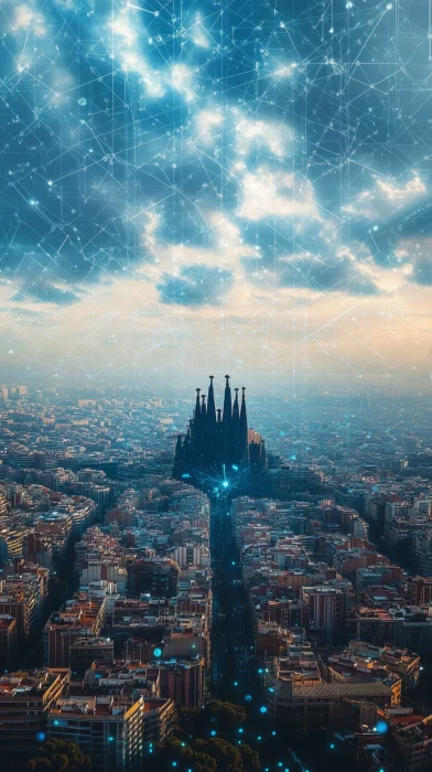 Digital Skyline Over Barcelona