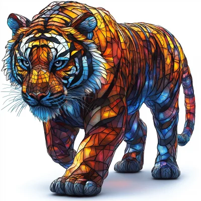 Majestic Stained Glass Tiger