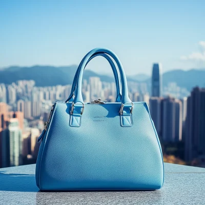 Light Blue Leather Handbag