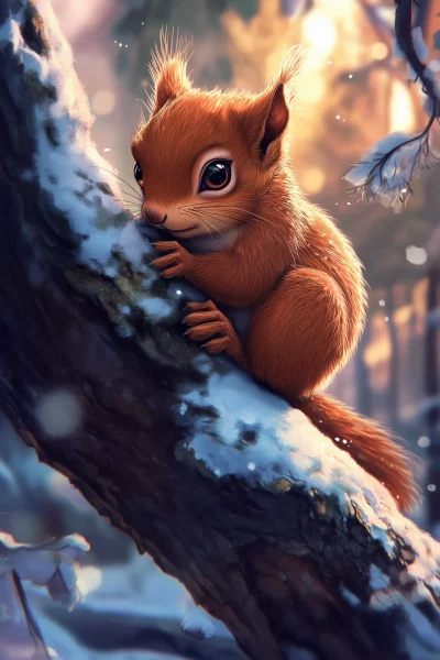 Cute Squirrel in Anime Style