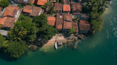 Aerial View of Brazilian Island Village