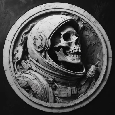 Astronaut Skull Relief