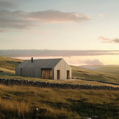 Contemporary Farmhouse at Sunset